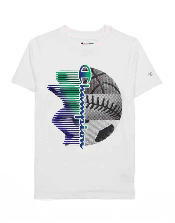 Big Kids039 ShortSleeve TShirt 4Sport Script Logo White Kids Champion TShirts