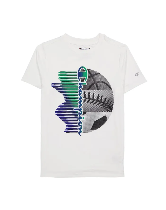 Big Kids039 ShortSleeve TShirt 4Sport Script Logo White Kids Champion TShirts