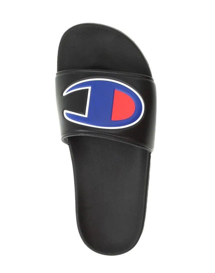 Big Kids039 Slide Sandals C Logo Black Kids Champion Lifestyle