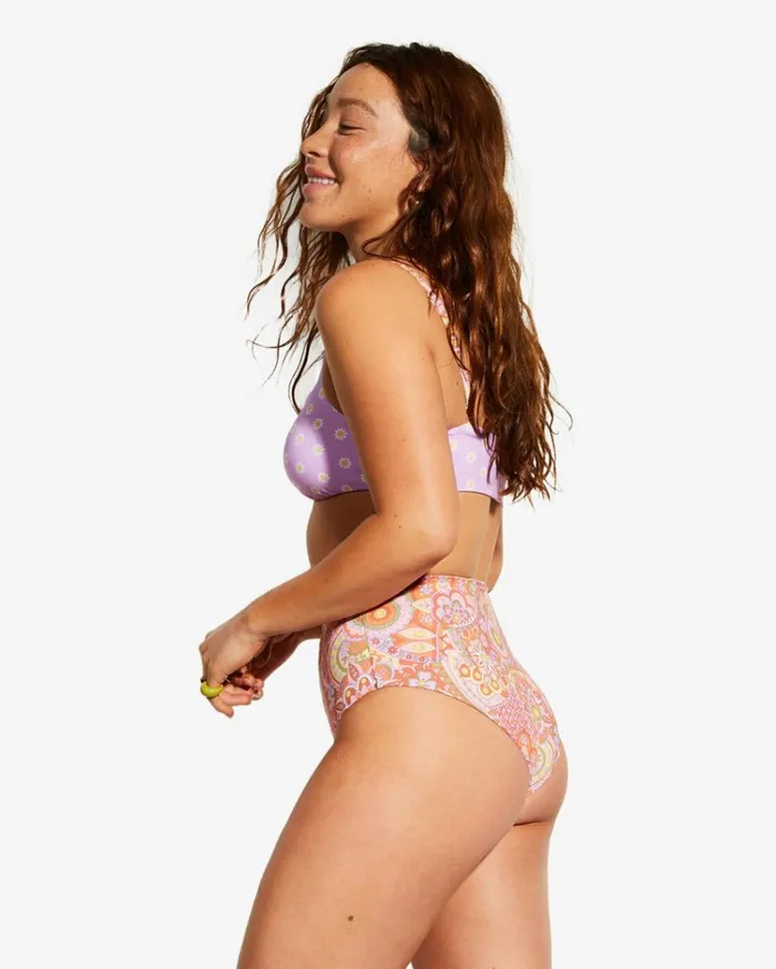 Billabong X Smiley Good Times Hi Retro Reversible High Leg Bikini Bottoms Multi Women Billabong Bikinis