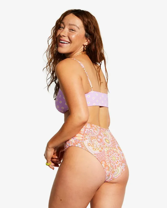 Billabong X Smiley Good Times Hi Retro Reversible High Leg Bikini Bottoms Multi Women Billabong Bikinis