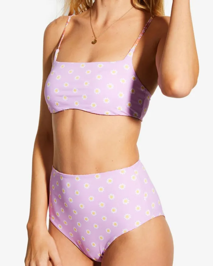 Billabong X Smiley Good Times Hi Retro Reversible High Leg Bikini Bottoms Multi Women Billabong Bikinis