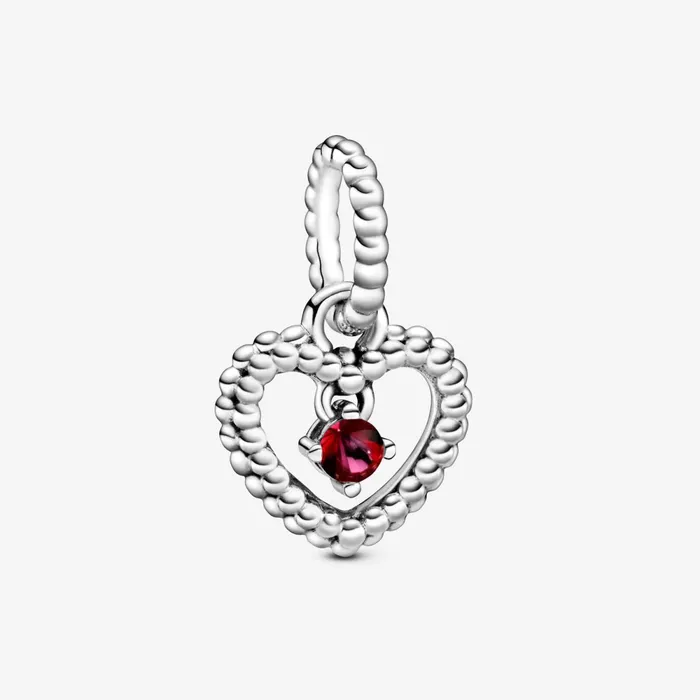 Birthstone Charms Women Pandora July Birthstone Heart Dangle Charm Red