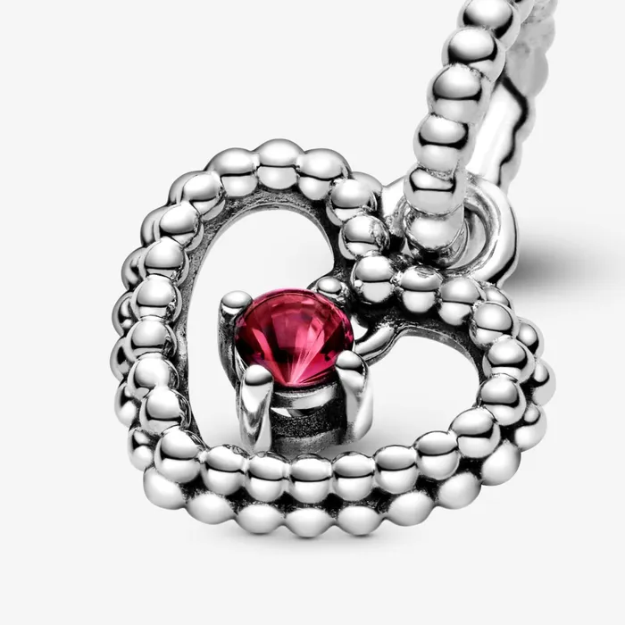 Birthstone Charms Women Pandora July Birthstone Heart Dangle Charm Red