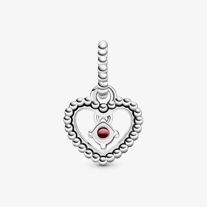 Birthstone Charms Women Pandora July Birthstone Heart Dangle Charm Red