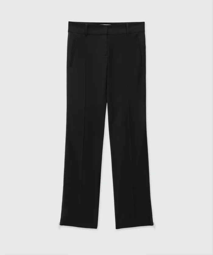 Black Blended Wool Pants With Zipper Women MSGM Pants And Shorts