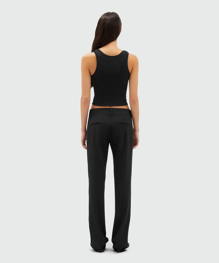 Black Blended Wool Pants With Zipper Women MSGM Pants And Shorts