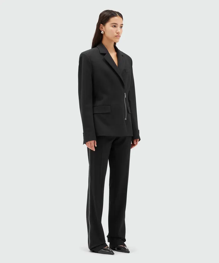 Black Blended Wool Pants With Zipper Women MSGM Pants And Shorts