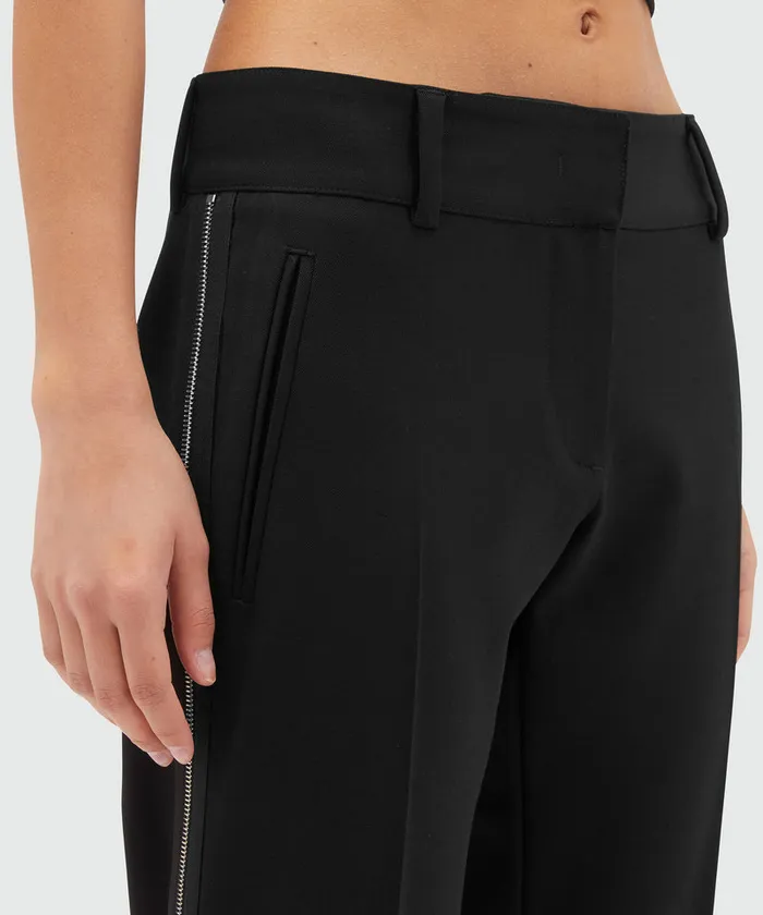 Black Blended Wool Pants With Zipper Women MSGM Pants And Shorts