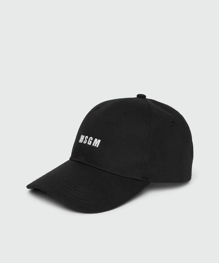 Black Impact Logo Gabardine Baseball Cap Men MSGM Hats Scarves And Gloves