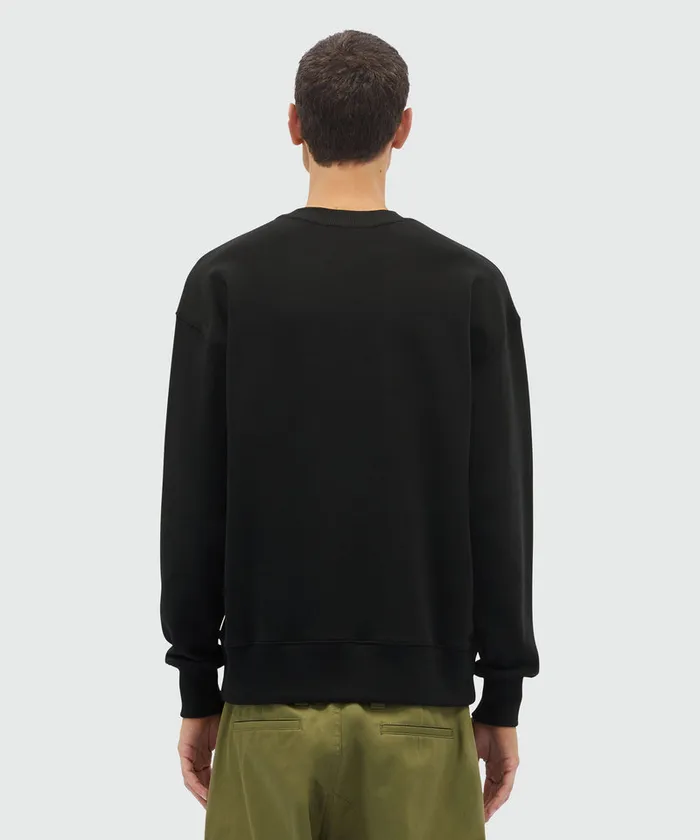 Black Jersey Sweatshirt With Brushstroke Logo Men MSGM Hoodies And Sweatshirts