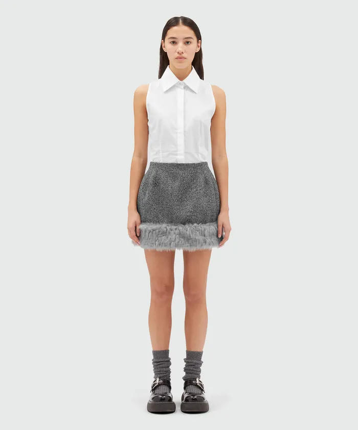 Blended Wool Miniskirt With FauxFur Women MSGM Skirts