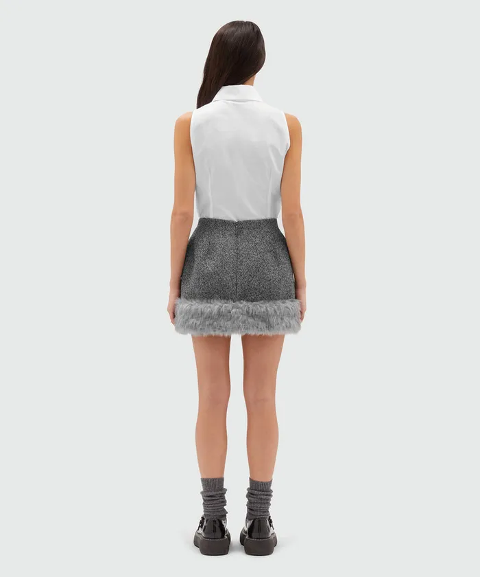 Blended Wool Miniskirt With FauxFur Women MSGM Skirts