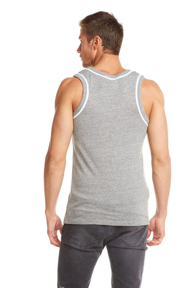 BLOCKED JERSEY MUSCLE TANK W CONTRAST BINDING Tops Chaser Brand Mens
