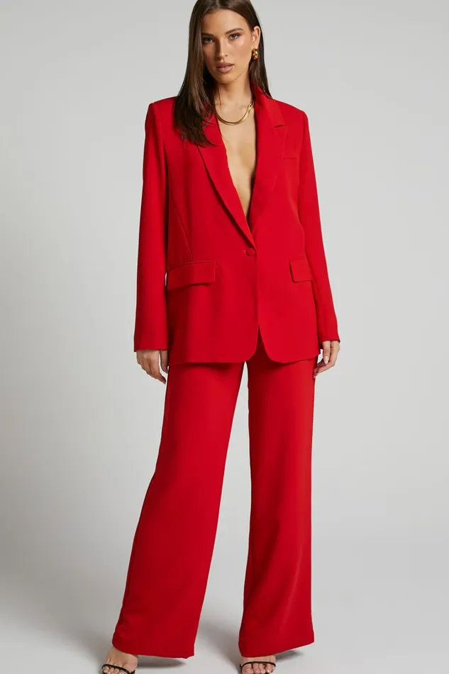 Bonnie Pants 8211 High Waisted Tailored Wide Leg Pants In Red Women Showpo Pants
