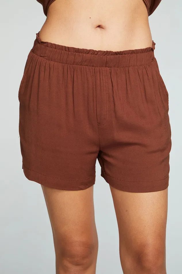 Bottoms Womens Heirloom Wovens Paperbag Waist Easy Pull On Walking Shorts with Slits Chaser Brand