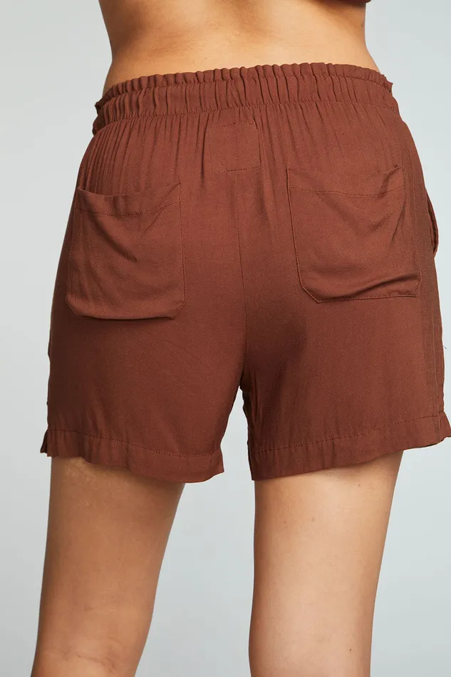 Bottoms Womens Heirloom Wovens Paperbag Waist Easy Pull On Walking Shorts with Slits Chaser Brand