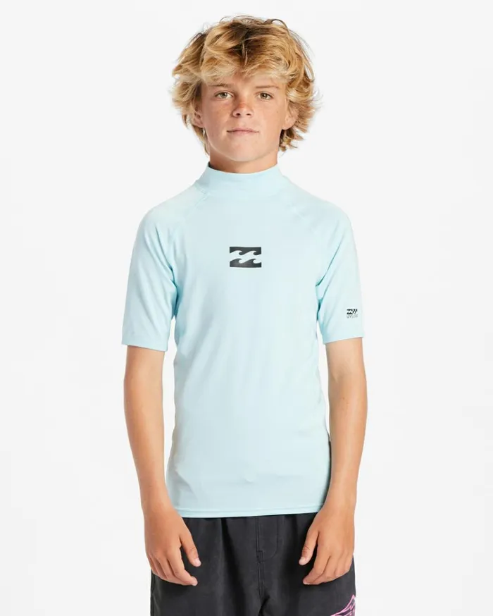 Boy039s 27 All Day Wave Performance Fit Short Sleeve Rashguard Coastal Kids Billabong Boys039 Rashguards and Surf Tees