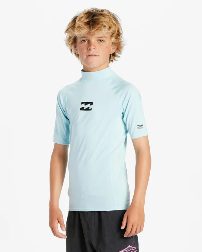Boy039s 27 All Day Wave Performance Fit Short Sleeve Rashguard Coastal Kids Billabong Boys039 Rashguards and Surf Tees