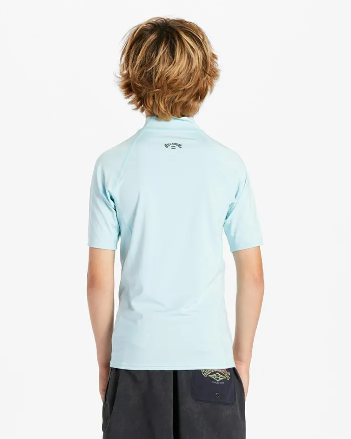 Boy039s 27 All Day Wave Performance Fit Short Sleeve Rashguard Coastal Kids Billabong Boys039 Rashguards and Surf Tees