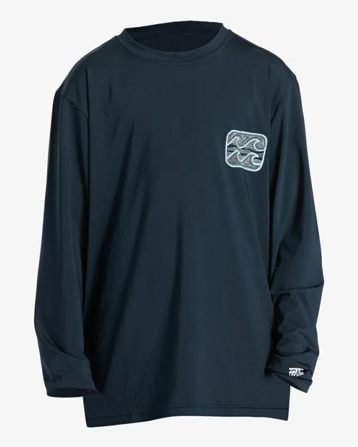 Boy039s 27 Crayon Wave Long Sleeve UPF 50 Surf TShirt Navy Kids Billabong Toddlers and Boys 27 Yrs
