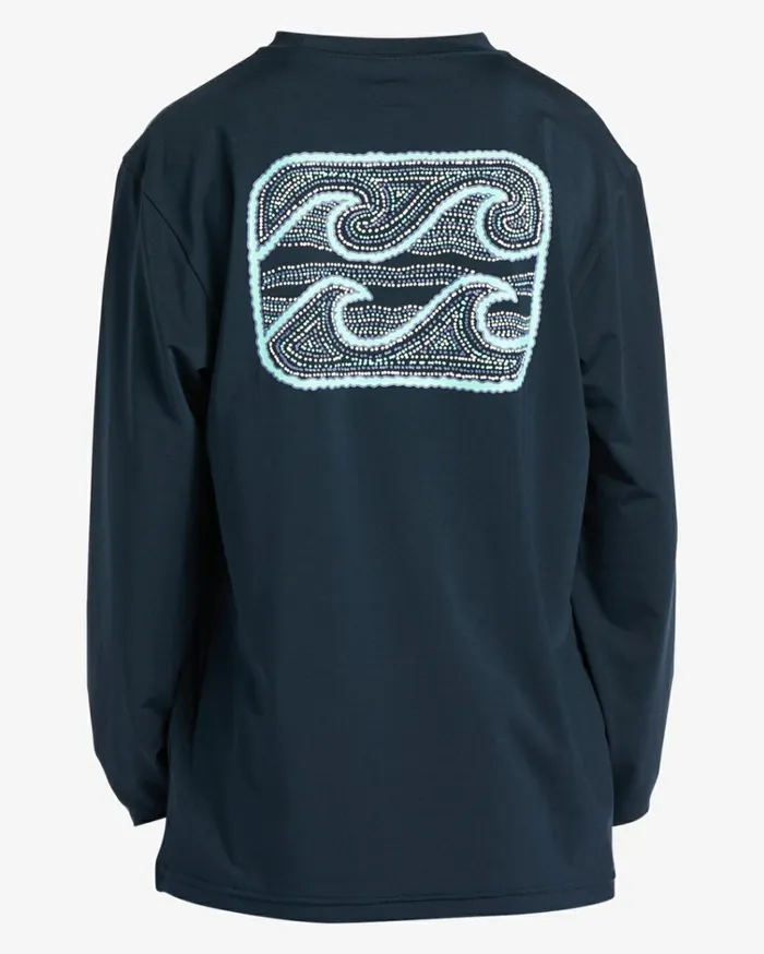 Boy039s 27 Crayon Wave Long Sleeve UPF 50 Surf TShirt Navy Kids Billabong Toddlers and Boys 27 Yrs
