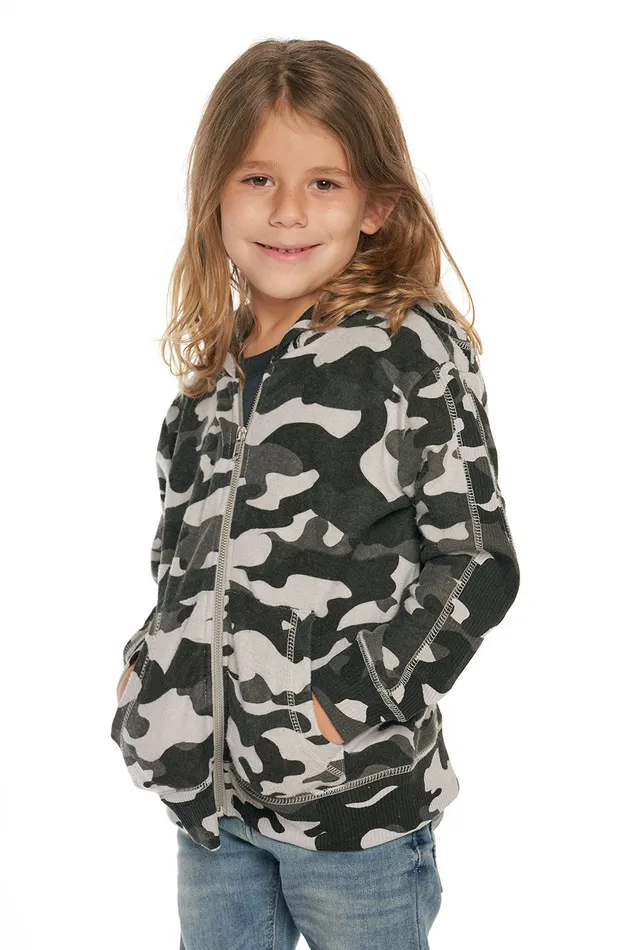 Boys Chaser Brand Rpet Bliss Knit Long Sleeve Paneled Zip Up Hoodie Dresses and Skirts