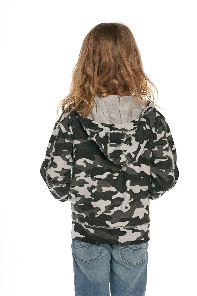 Boys Chaser Brand Rpet Bliss Knit Long Sleeve Paneled Zip Up Hoodie Dresses and Skirts