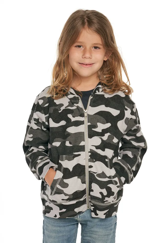 Boys Chaser Brand Rpet Bliss Knit Long Sleeve Paneled Zip Up Hoodie Dresses and Skirts