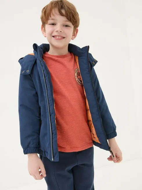 Boys Fatface Coats and Jackets Archie Navy Blue Hooded Padded Jacket