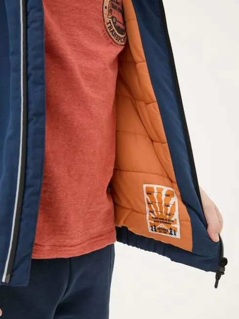 Boys Fatface Coats and Jackets Archie Navy Blue Hooded Padded Jacket