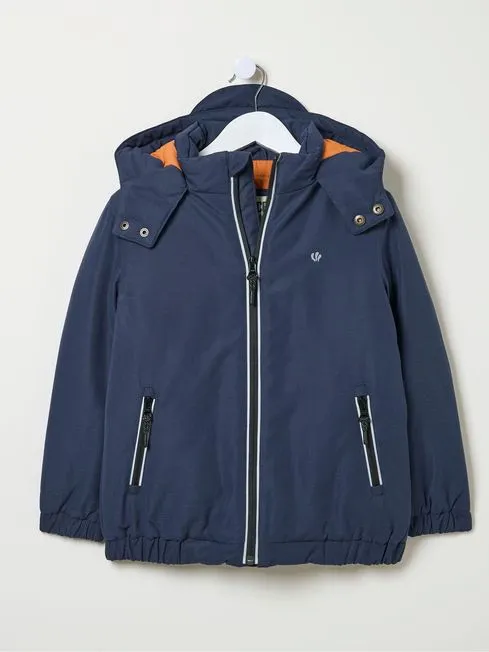 Boys Fatface Coats and Jackets Archie Navy Blue Hooded Padded Jacket