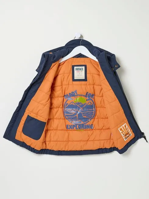 Boys Fatface Coats and Jackets Archie Navy Blue Hooded Padded Jacket