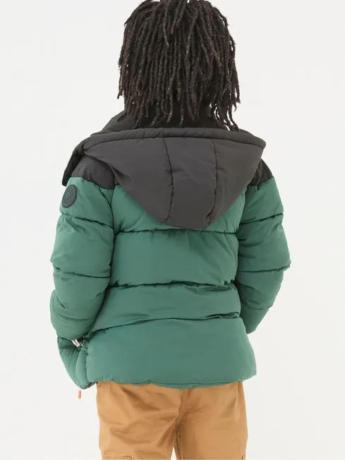 Boys Fatface Coats and Jackets Milo Green Hooded Padded Jacket