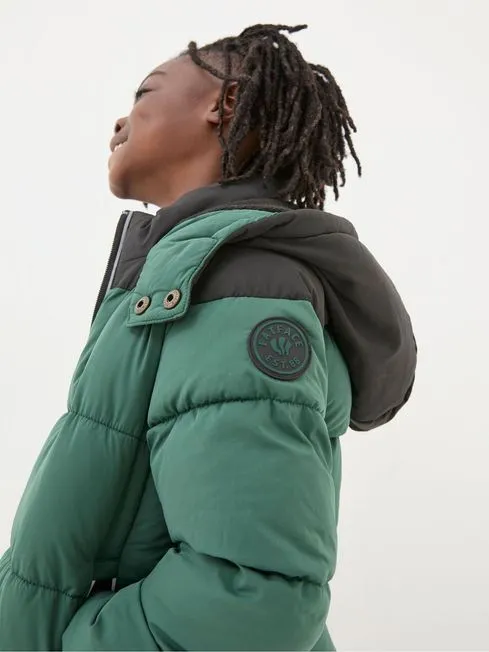 Boys Fatface Coats and Jackets Milo Green Hooded Padded Jacket