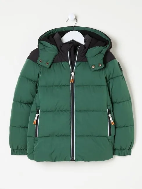 Boys Fatface Coats and Jackets Milo Green Hooded Padded Jacket
