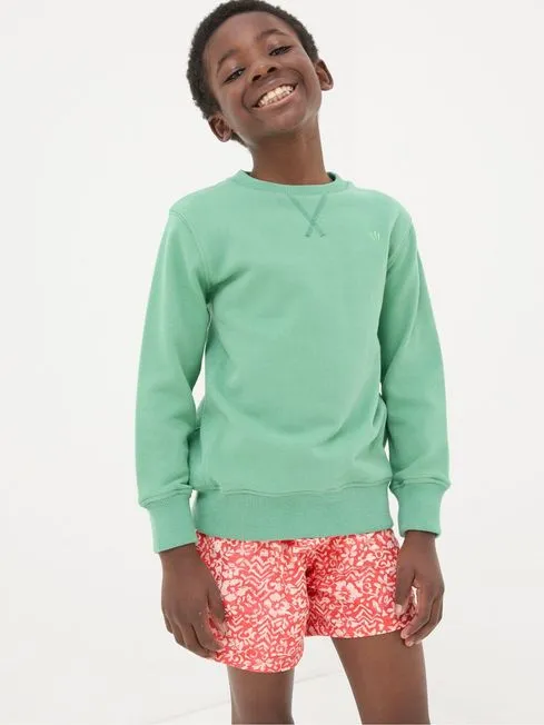 Boys Fatface Sweatshirts and Hoodies Enborne Green Crew Sweatshirt