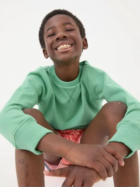 Boys Fatface Sweatshirts and Hoodies Enborne Green Crew Sweatshirt