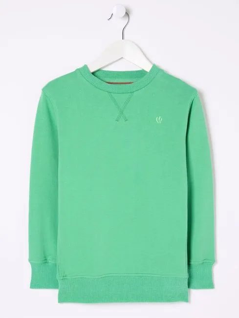 Boys Fatface Sweatshirts and Hoodies Enborne Green Crew Sweatshirt