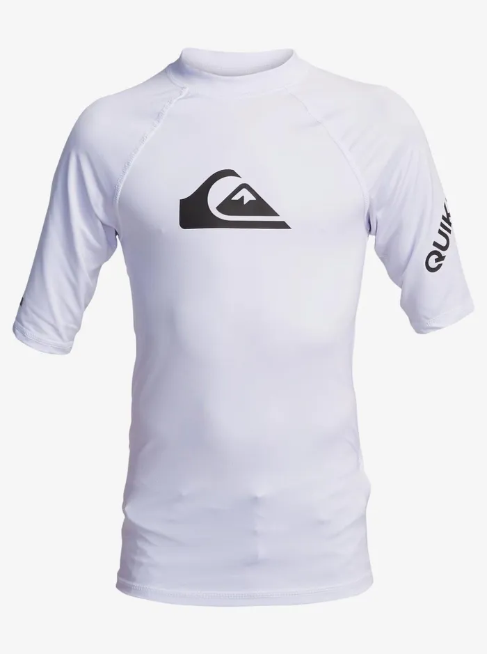 Boys Quiksilver Rashguards Boy039s 816 All Time Short Sleeve UPF 50 Rashguard White