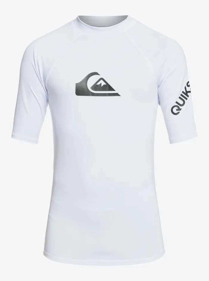 Boys Quiksilver Rashguards Boy039s 816 All Time Short Sleeve UPF 50 Rashguard White