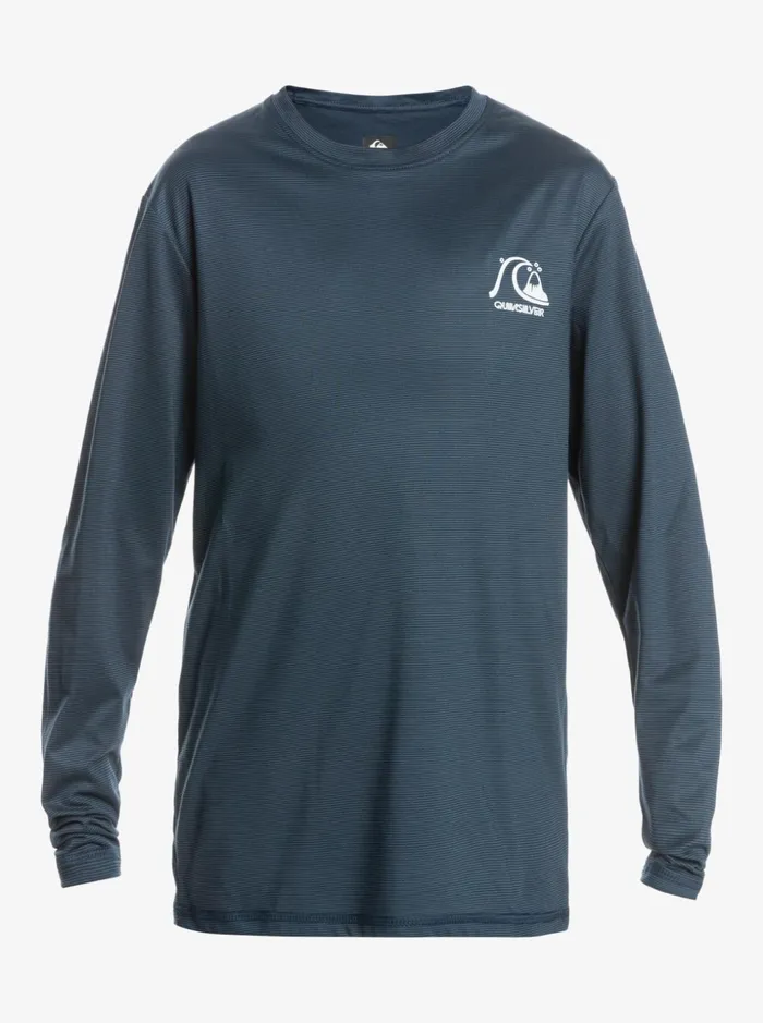 Boys Quiksilver Rashguards Boy039s 816 Heritage Heather Long Sleeve UPF 50 Surf TShirt Midnight Navy Heather