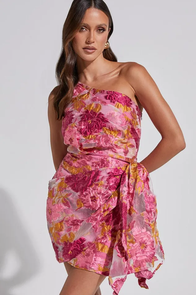 Brailey Mini Dress 8211 One Shoulder Wrap Front Dress In Pink Jacquard Women Showpo Curve Clothes Brailey Mini Dress 8211 One Shoulder Wrap Front Dress In Pink Jacquard Women Showpo Curve Clothes