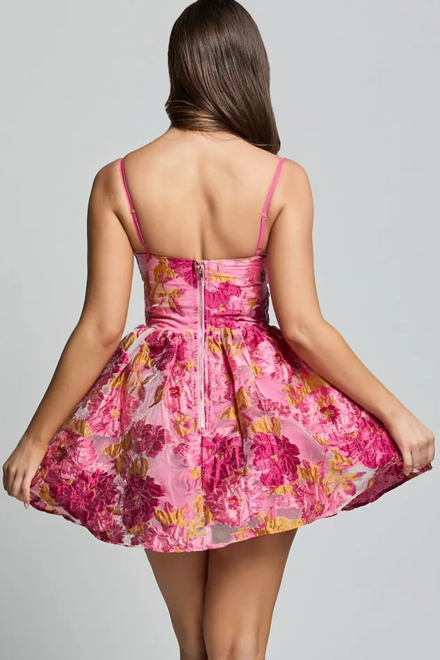 Brailey Mini Dress 8211 Sweetheart Bustier Dress In Pink Jacquard Women Showpo Curve Clothes