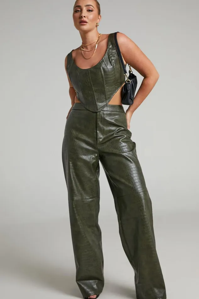 BY DYLN 8211 High Waisted Apollo Pants In Dark Green Women Showpo Pants