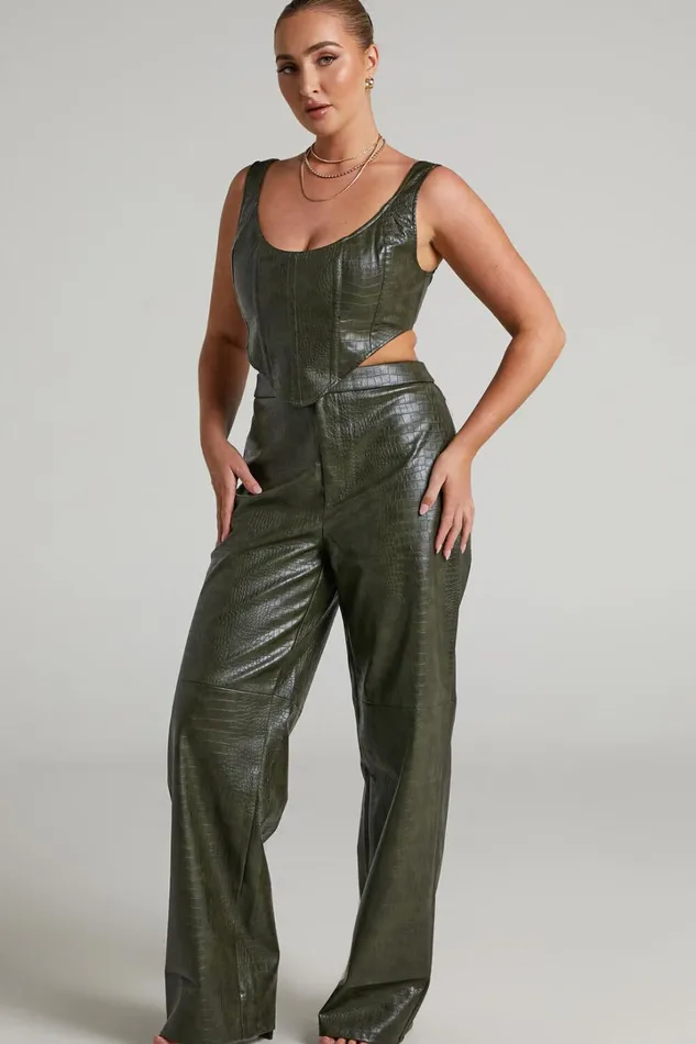 BY DYLN 8211 High Waisted Apollo Pants In Dark Green Women Showpo Pants