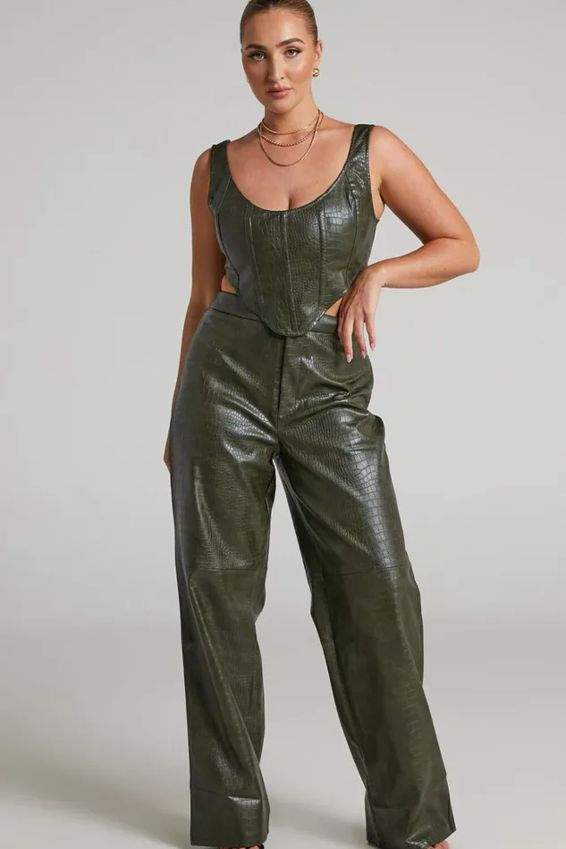 BY DYLN 8211 High Waisted Apollo Pants In Dark Green Women Showpo Pants