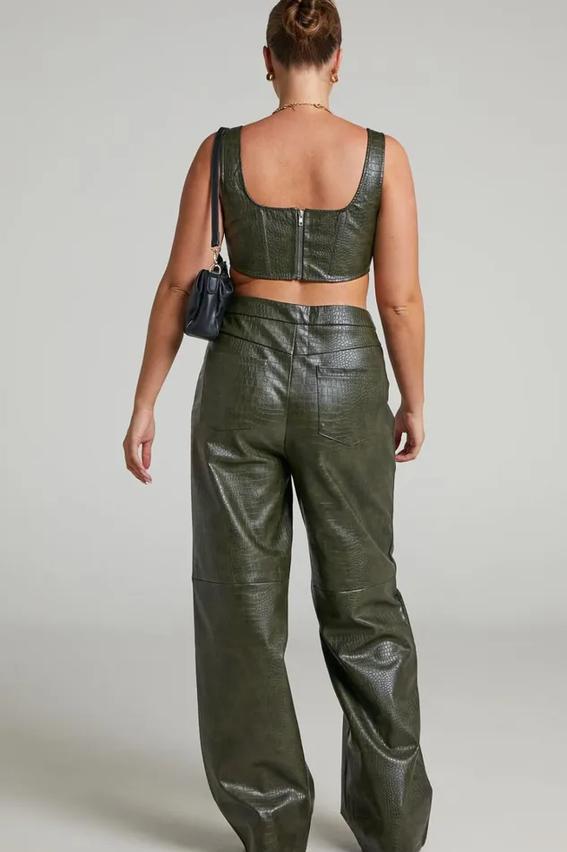 BY DYLN 8211 High Waisted Apollo Pants In Dark Green Women Showpo Pants