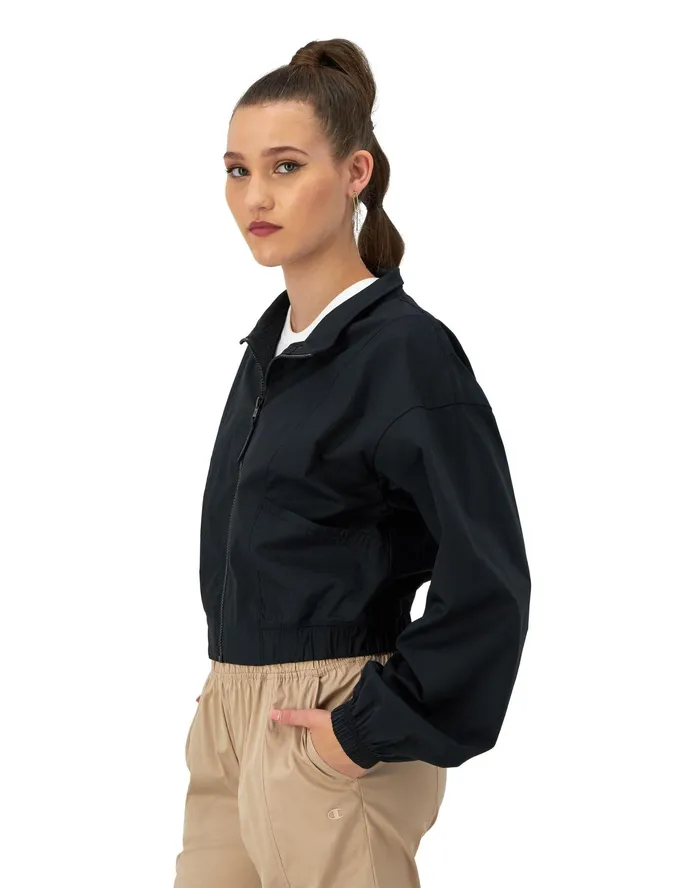 Campus ZipUp Jacket C Logo Black Women Champion Jackets