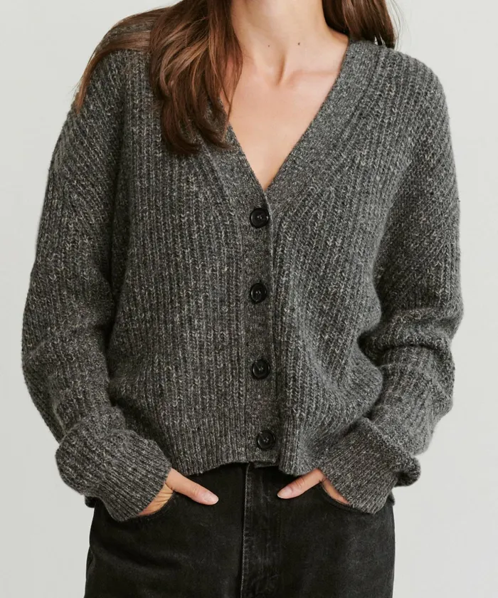 Cardigans Women Jenni Kayne Cropped Cashmere Cocoon Charcoal Charcoal